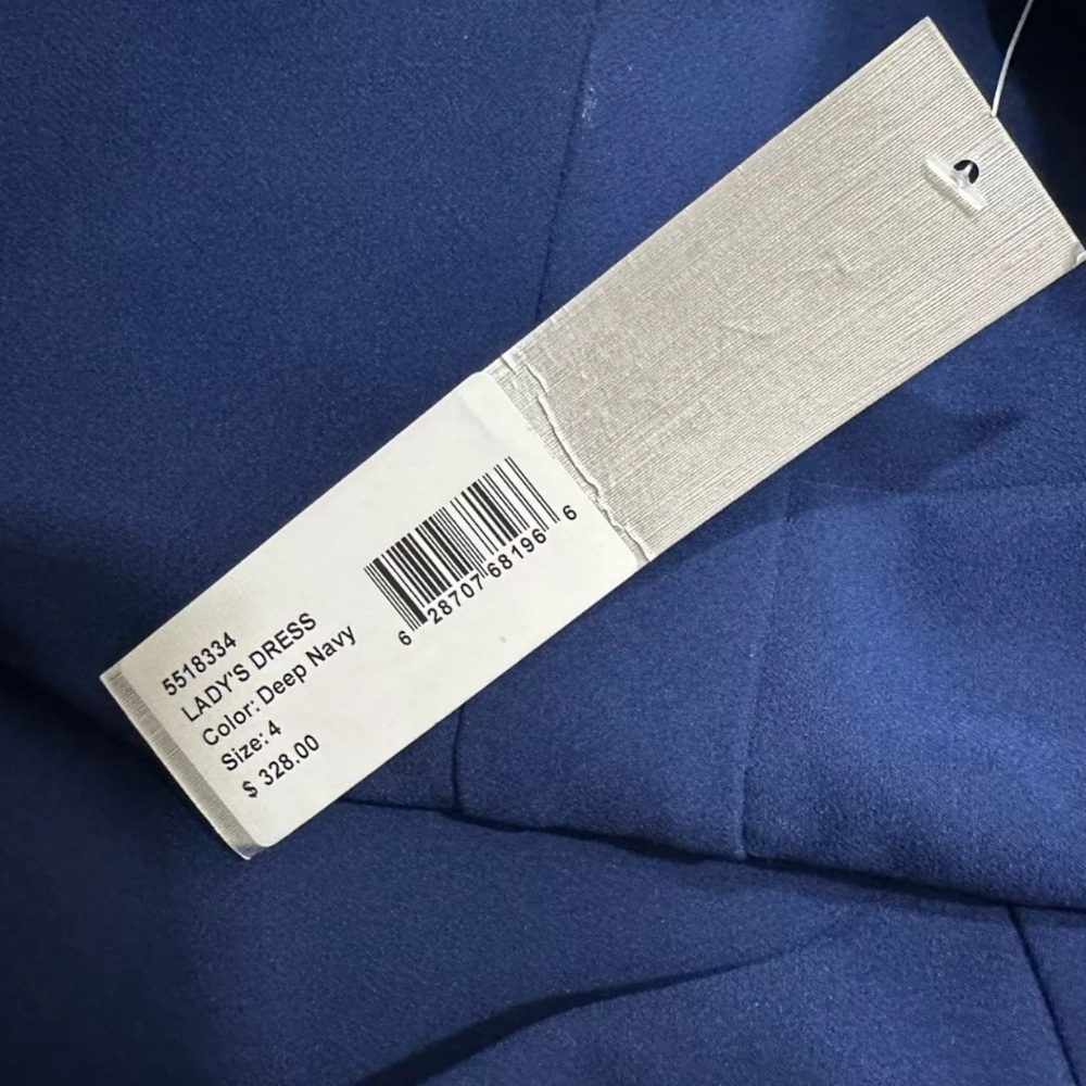 NWT KAY UNGER Sz 4 Navy Long Balloon Sleeve Full-Length Formal Sheath Dress - Picture 10 of 16